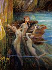 Gaston Bussiere Les Nereides painting